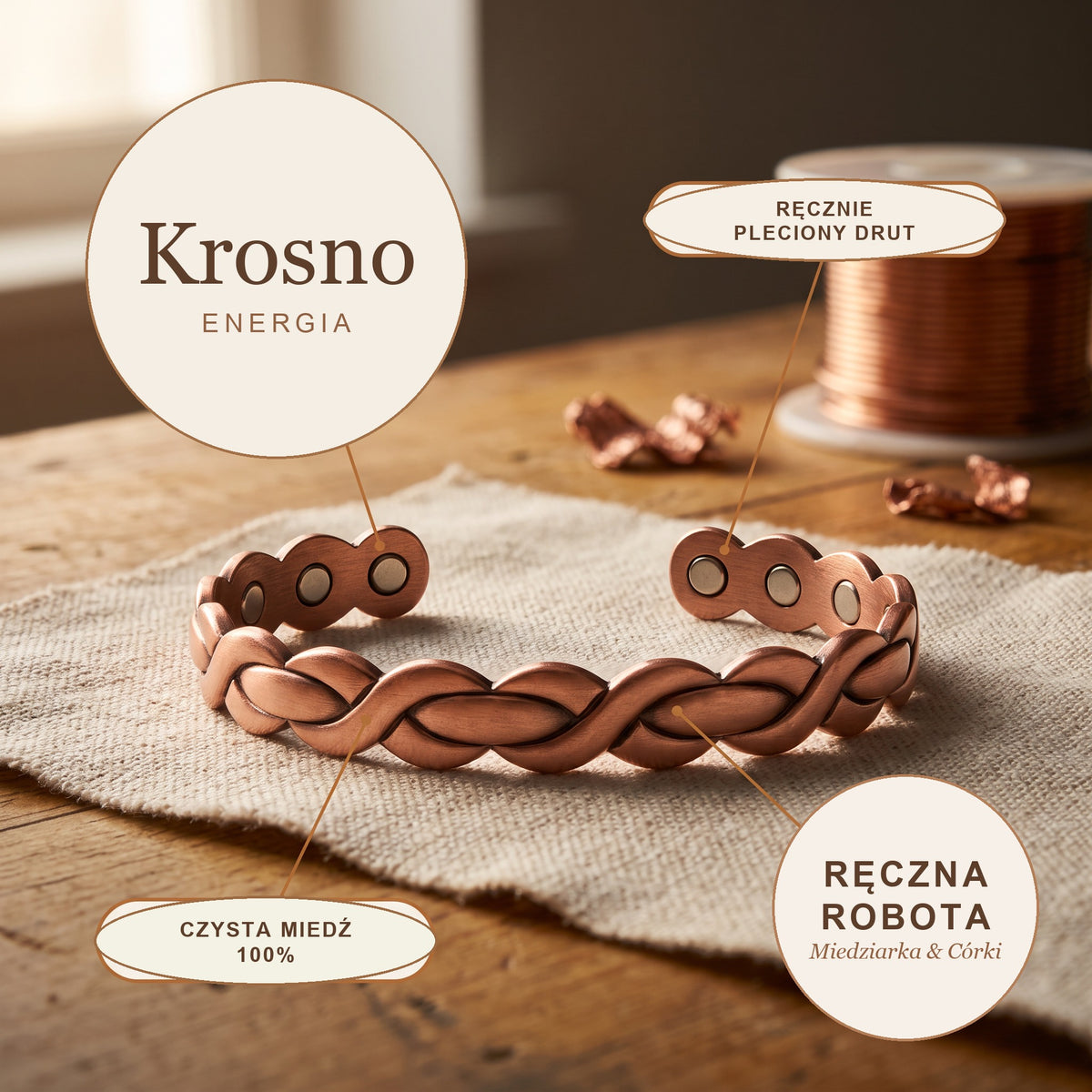 Bransoletka Miedziana Krosno, energia miedzi