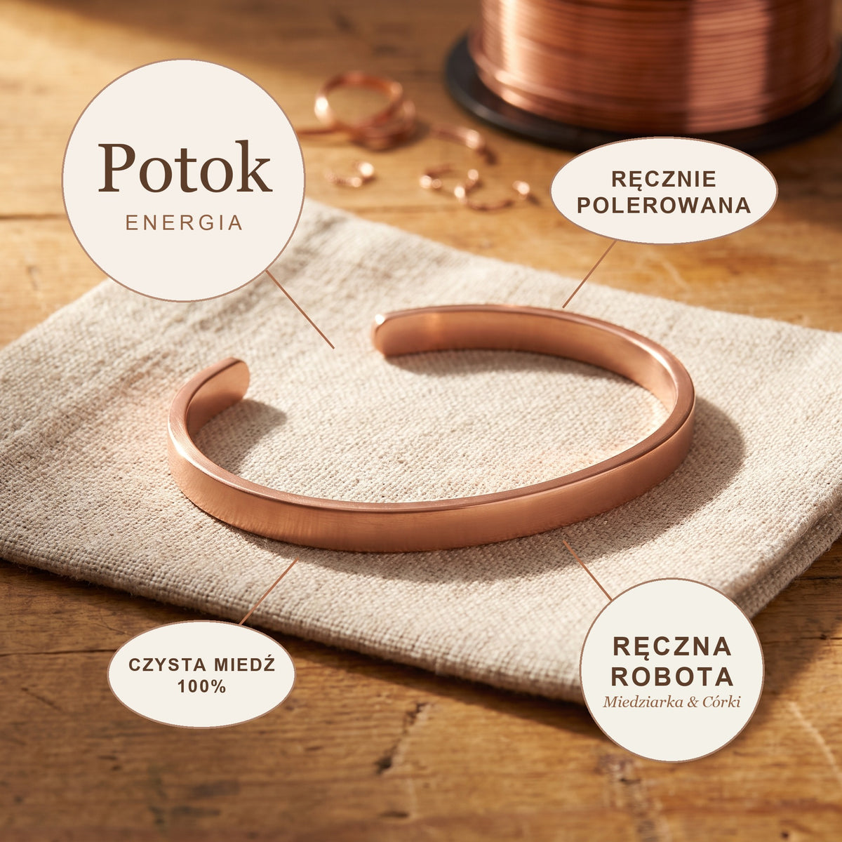 Bransoletka Miedziana Potok, energia miedzi