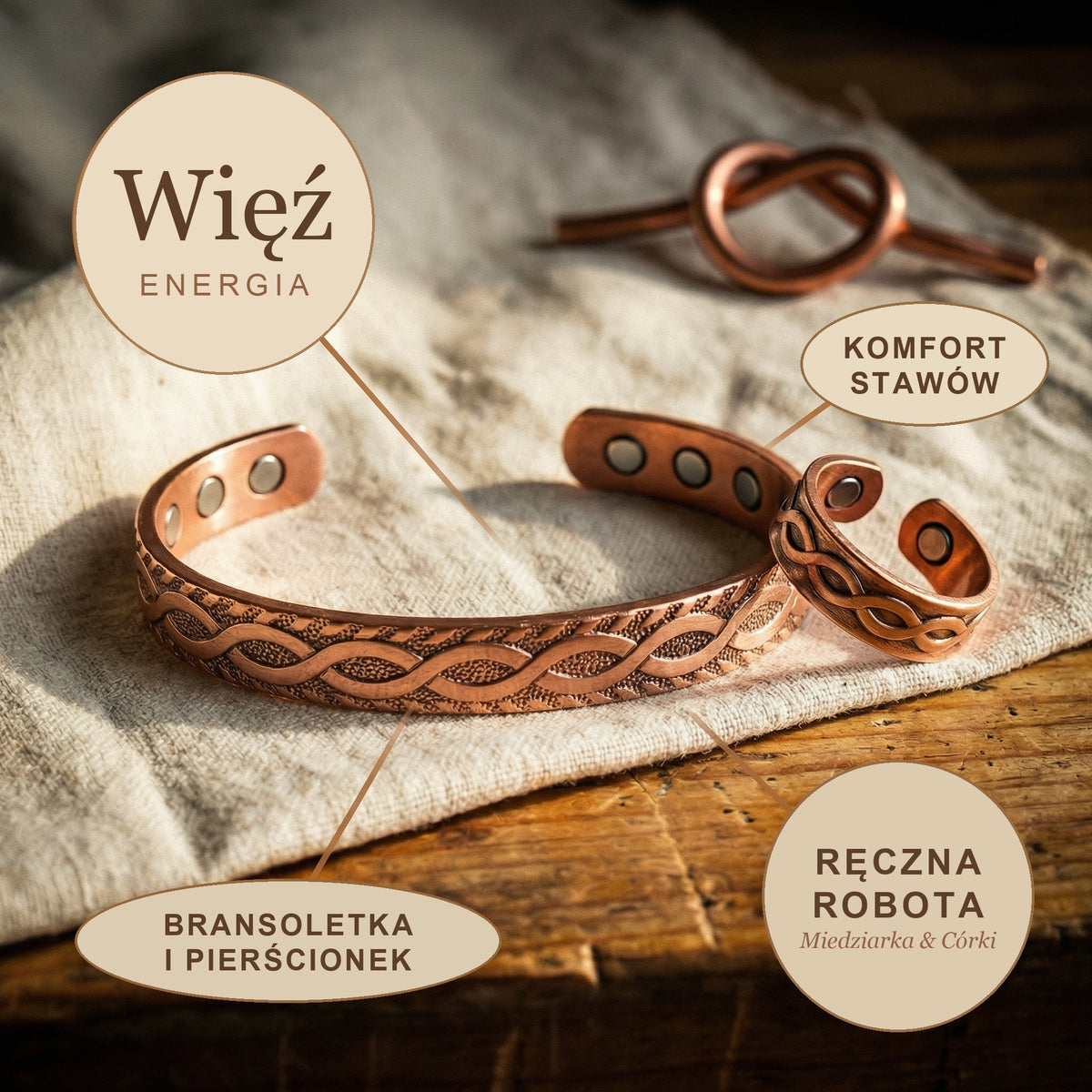 Zestaw Miedziany Więź, energia miedzi