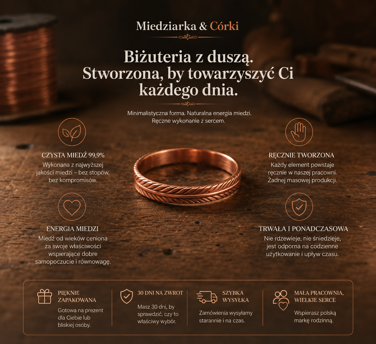 Pierścionek Miedziany Łaska