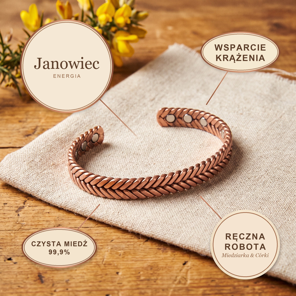 Bransoletka Miedziana Janowiec, energia miedzi