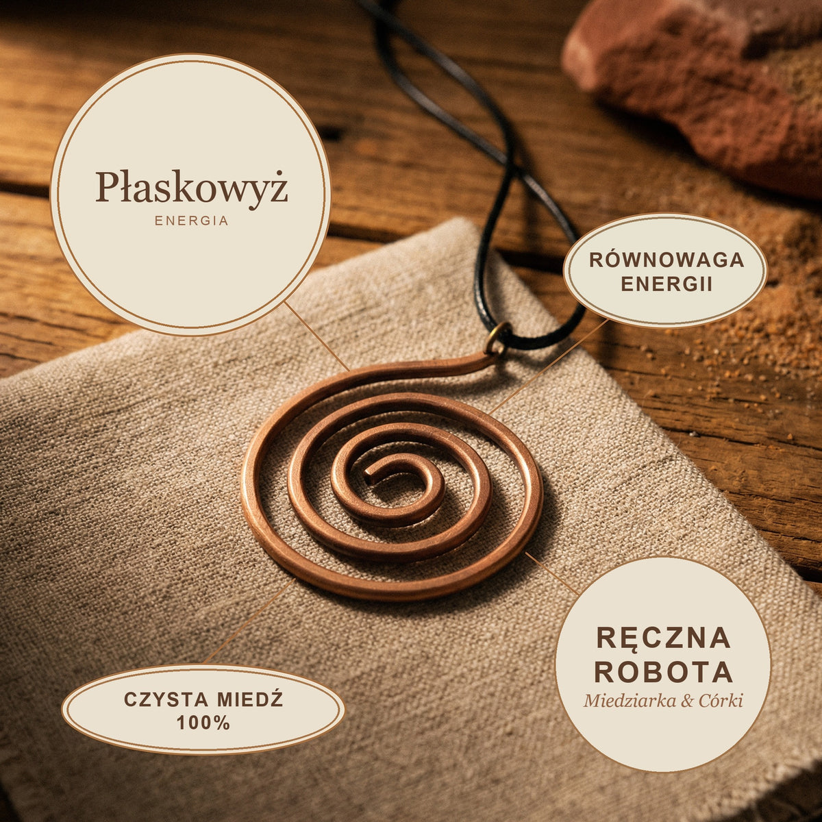 Naszyjnik Miedziany Płaskowyż, energia miedzi