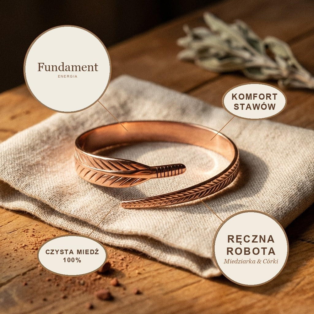 Bransoletka Miedziana Fundament, energia miedzi